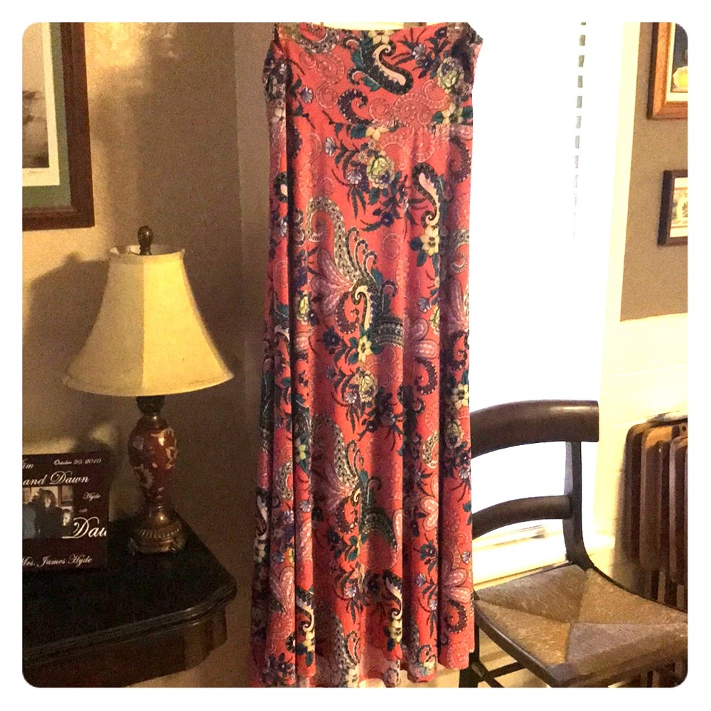 LuLaRoe pink floral maxi skirt.